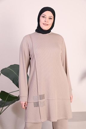 ست بالاتنه و پائین تنه سایز بزرگ قهوه ای زنانه فاق نرمال Ferace - کد 788416228