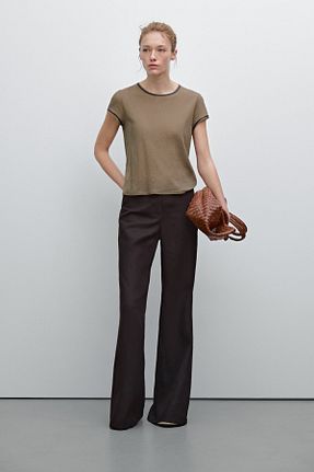 پولوشرت قهوه ای زنانه پنبه ای Massimo Dutti - کد 900828511