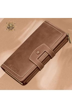 کیف پول قهوه ای زنانه ابعاد بزرگ Laorentou - کد 900856794