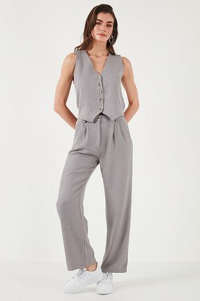 ست بالاتنه و پائین تنه طوسی زنانه بافتنی Lela - کد 823151101