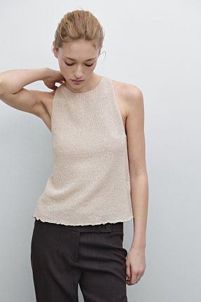 بلوز بژ زنانه ساده Massimo Dutti - کد 902492062