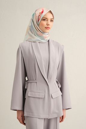 روسری طوسی کرپ ساتن ابریشم Armine - کد 900888038