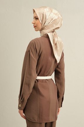 روسری بژ کرپ ساتن ابریشم Armine - کد 900849432