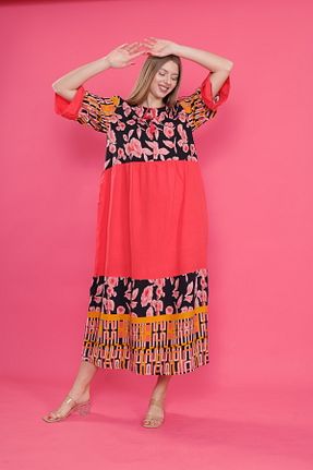 لباس سایز بزرگ قرمز زنانه بافتنی mervemoda - کد 902184901