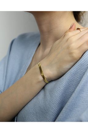 دستبند استیل (فولاد) طلائی زنانه استیل (فولاد) MARCİELO Accessories - کد 900729065