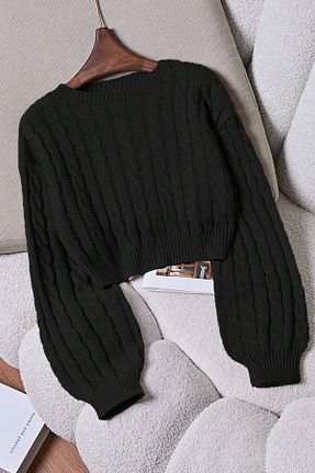 پلیور مشکی زنانه Saç Örgü Moibody - کد 901025396
