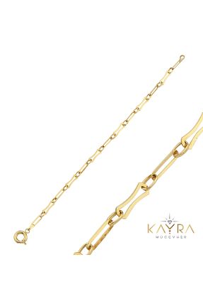 دستبند طلا رنگی زنانه 14 عیار Kayra Mücevher - کد 926935625