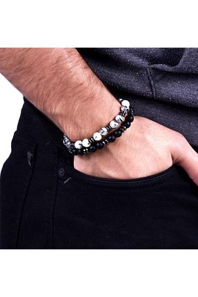 دستبند جواهر سفید مردانه سنگ طبیعی Janti - کد 32994374