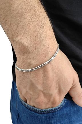 دستبند استیل (فولاد) طوسی مردانه استیل (فولاد) Chavin - کد 323083715