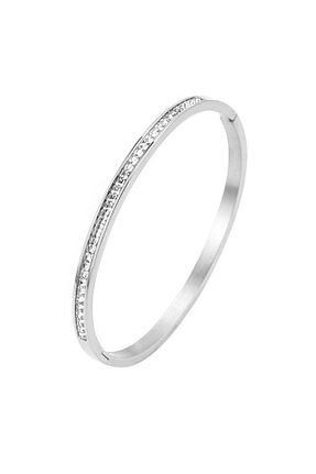 دستبند استیل (فولاد) طوسی زنانه استیل ضد زنگ Chavin - کد 777131194