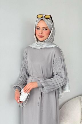 لباس حجاب طوسی زنانه رگولار HAZA MODA - کد 901100025