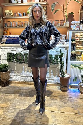 دامن مشکی زنانه چاک دار CurcunaShop - کد 901076445