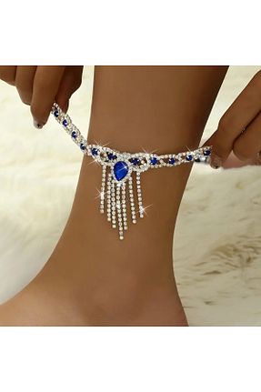 خلخال جواهر سفید زنانه روکش نقره Jadem Gold - کد 901078340