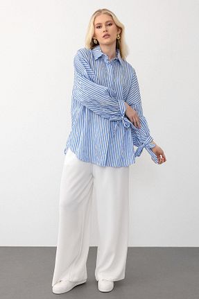 ست بالاتنه و پائین تنه حجاب آبی زنانه Relaxed Olcay - کد 901166354