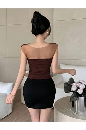بلوز قهوه ای زنانه ساده La Saade - کد 901285645