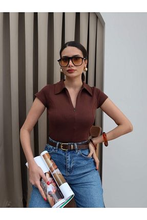 بادی قهوه ای زنانه پنبه ای ESRAHELVACI - کد 901329090