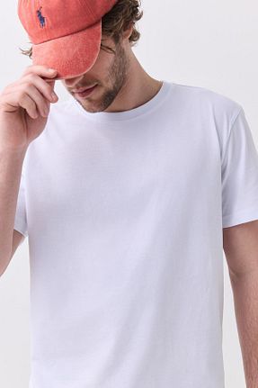 تیشرت سفید مردانه یقه دوچرخه Trendiz - کد 901343122