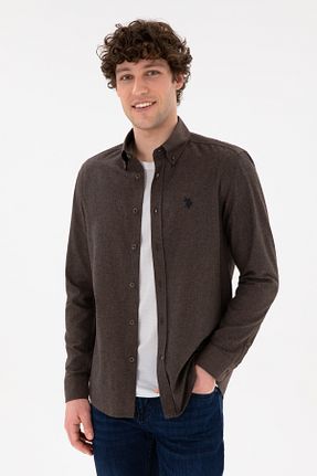 پیراهن قهوه ای مردانه یقه پیراهنی U.S. Polo Assn. - کد 861178969