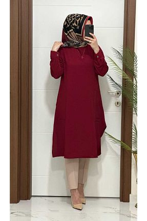 تونیک زرشکی زنانه بافتنی modasura - کد 901337960