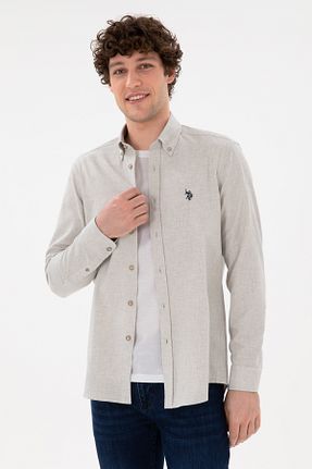 پیراهن بژ مردانه یقه پیراهنی U.S. Polo Assn. - کد 864340796