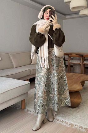 دامن قهوه ای زنانه ساده ceylan otantik - کد 892372933