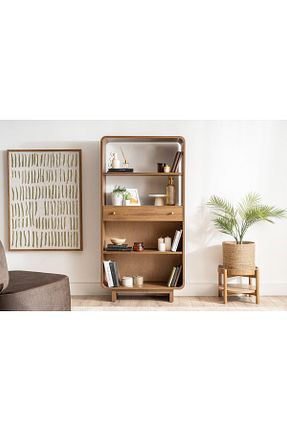 قفسه کتاب قهوه ای 155 سانتی متر Vivense - کد 902371977