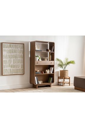 قفسه کتاب قهوه ای 155 سانتی متر Vivense - کد 902371977