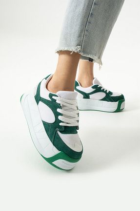 کفش اسنیکر سبز زنانه بند دار Gökçe Shoes - کد 901361330