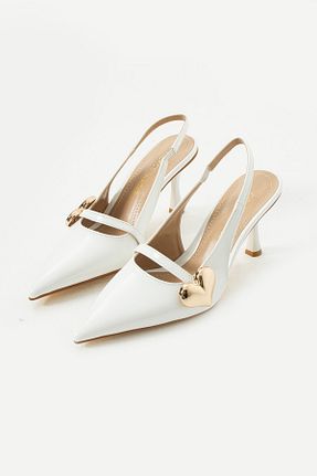 کفش پاشنه بلند کلاسیک سفید زنانه چرم لاکی Gökçe Shoes - کد 901367674