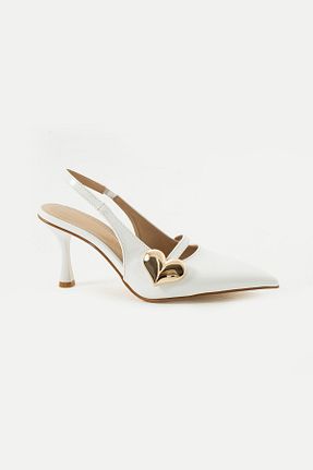 کفش پاشنه بلند کلاسیک سفید زنانه چرم لاکی Gökçe Shoes - کد 901367674