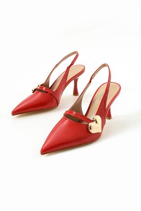 کفش پاشنه بلند کلاسیک قرمز زنانه چرم لاکی Gökçe Shoes - کد 901382451