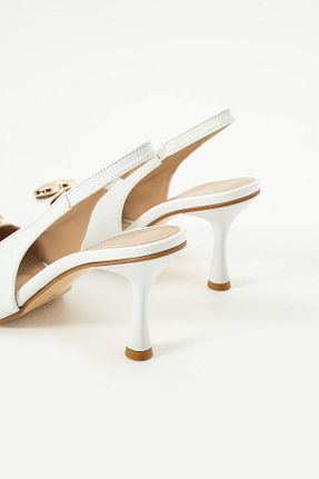 کفش پاشنه بلند کلاسیک سفید زنانه چرم لاکی Gökçe Shoes - کد 901367714