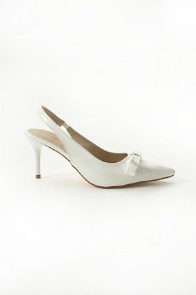 کفش پاشنه بلند کلاسیک سفید زنانه چرم لاکی Gökçe Shoes - کد 901388301