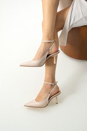 کفش پاشنه بلند کلاسیک بژ زنانه چرم لاکی Gökçe Shoes - کد 901389327