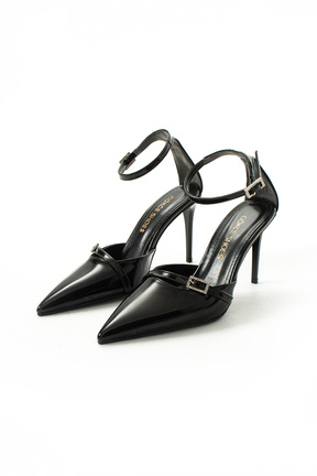 کفش پاشنه بلند کلاسیک مشکی زنانه مخمل Gökçe Shoes - کد 901395330