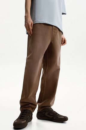 شلوار جین قهوه ای مردانه رگولار Bershka - کد 901389718