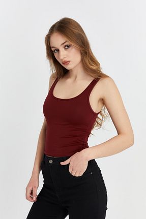 بادی زرشکی زنانه یقه دوچرخه Maison La Femme - کد 901391424