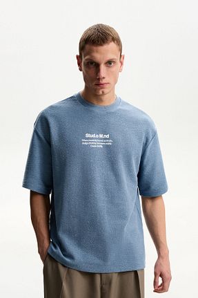 تیشرت آبی مردانه Relaxed Bershka - کد 901388522