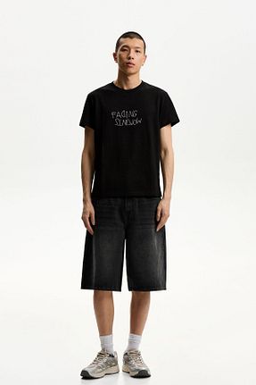 شلوارک و برمودا مشکی مردانه اسلیم Bershka - کد 901390250