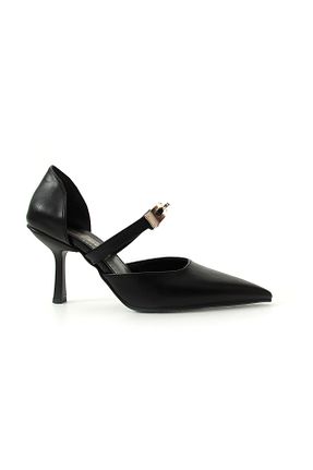 کفش پاشنه بلند کلاسیک مشکی زنانه چرم مصنوعی Gökçe Shoes - کد 901388076