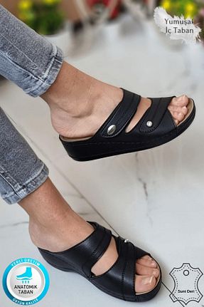 دمپائی مشکی زنانه چرم مصنوعی neon shoes - کد 237190413