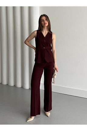 ست بالاتنه و پائین تنه زرشکی زنانه مخلوط پلی استر Laluvia - کد 901401494