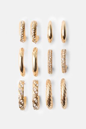 گوشواره جواهر طلائی مروارید Bershka - کد 849587469