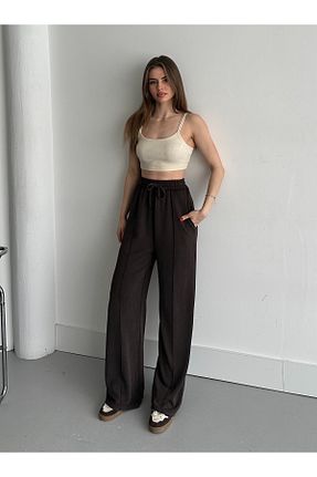 شلوار کرمگن قهوه ای زنانه رگولار Laluvia - کد 901404336