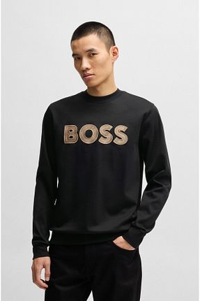 سوئیشرت مشکی مردانه طرح دار BOSS - کد 901400758