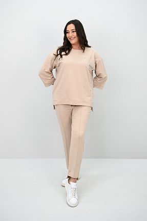 ست گرمکن سایز بزرگ بژ زنانه سایز بزرگ Koza Butik - کد 901424116