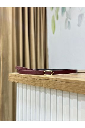 کمربند زرشکی زنانه چرم مصنوعی MUJGANERDOGANDESIGN - کد 901423545