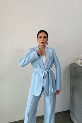 ست بالاتنه و پائین تنه آبی زنانه بافتنی msm fashion - کد 818719874