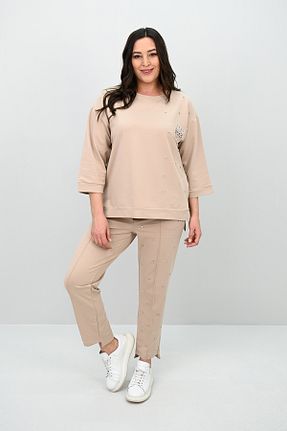 ست گرمکن سایز بزرگ بژ زنانه سایز بزرگ Koza Butik - کد 901424116