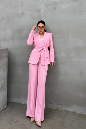 ست بالاتنه و پائین تنه صورتی زنانه بافتنی msm fashion - کد 887383687